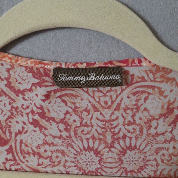 Tommy Bahama Shirt Womens Large Pink Blue Tunic Cover Up Boho Floral Print Sheer - Picture 3 of 7